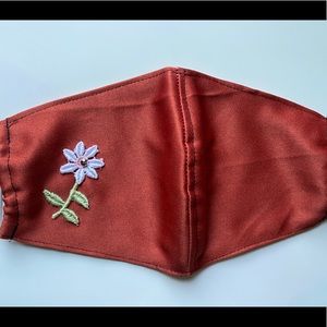 Beautiful Unique Handmade Masks ✨ Brick red mask w/ Flower 🌸🌼🌺🌻🌷